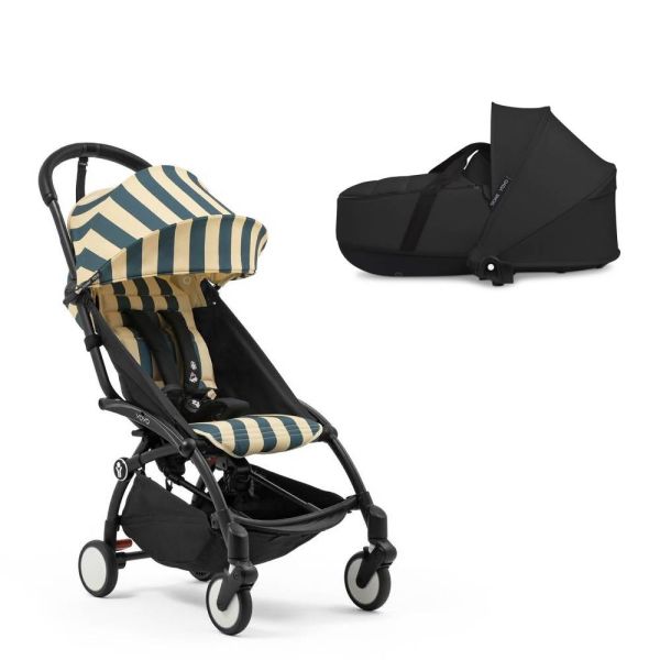 Poussette duo YOYO 3 - Châssis noir Pack 6+ et nacelle Monaco / Noir