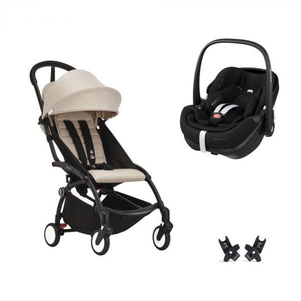 Poussette duo YOYO 3 pack 6+ et siège auto Pebble 360 Pro² - Chassis noir - Bonpoint