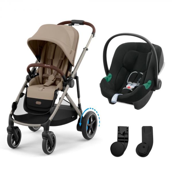 Poussette duo e-Gazelle S Almond Beige + Siège auto Aton B2 i-Size