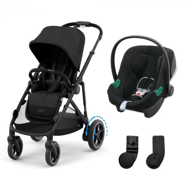 Poussette duo e-Gazelle S Moon Black + Siège auto Aton B2 i-Size