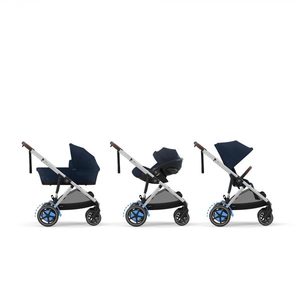 Poussette duo e-Gazelle S Ocean Blue + Siège auto Aton B2 i-Size