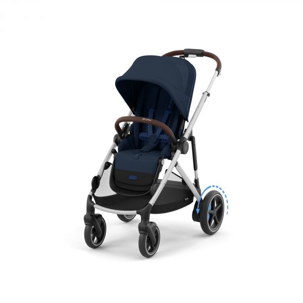 Poussette duo e-Gazelle S Ocean Blue + Siège auto Aton B2 i-Size