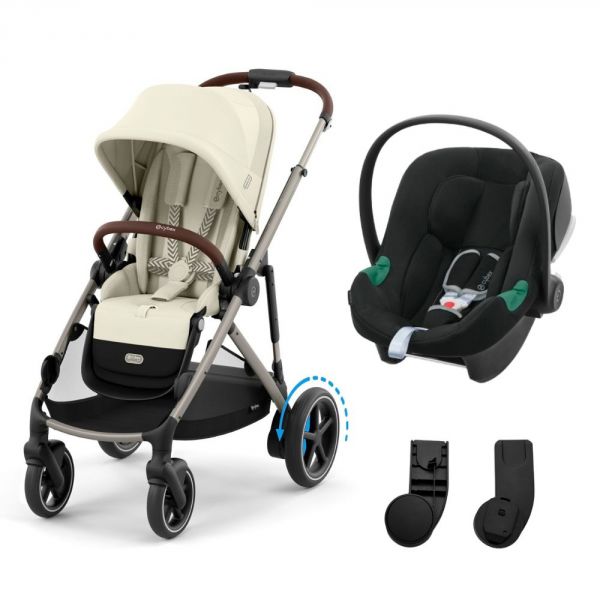 Poussette duo e-Gazelle S Seashell Beige + Siège auto Aton B2 i-Size