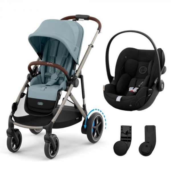 Poussette duo e-Gazelle S Stormy Blue + Siège auto Cloud G i-Size