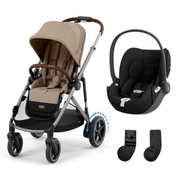 Poussette duo e-Gazelle S Almond Beige + Siège auto Cloud T i-Size