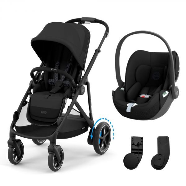 Poussette duo e-Gazelle S Moon Black + Siège auto Cloud T i-Size