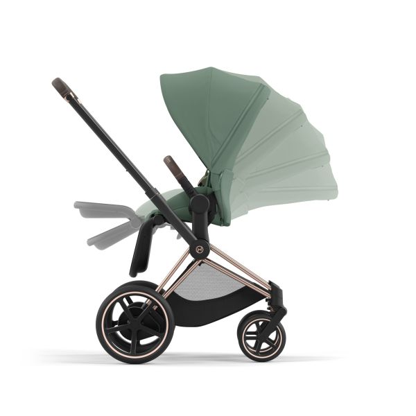 Poussette duo e-Priam 2 Leaf Green châssis Chrome Black + Cloud G i-Size
