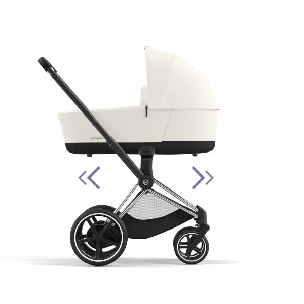 Poussette duo e-Priam 2 Off White châssis Chrome Black + Nacelle Luxe