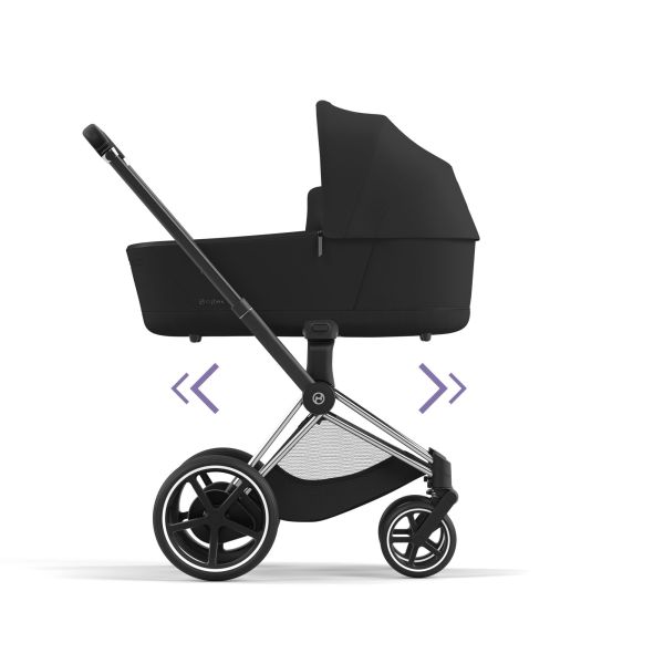 Poussette duo e-Priam 2 Sepia Black châssis Chrome Black + Nacelle Luxe