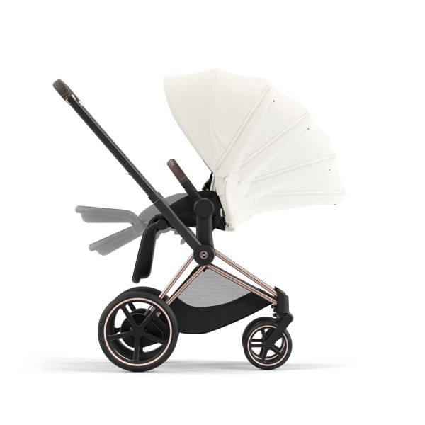 Poussette duo e-Priam 2 Off White châssis Chrome Black + Cloud G i-Size