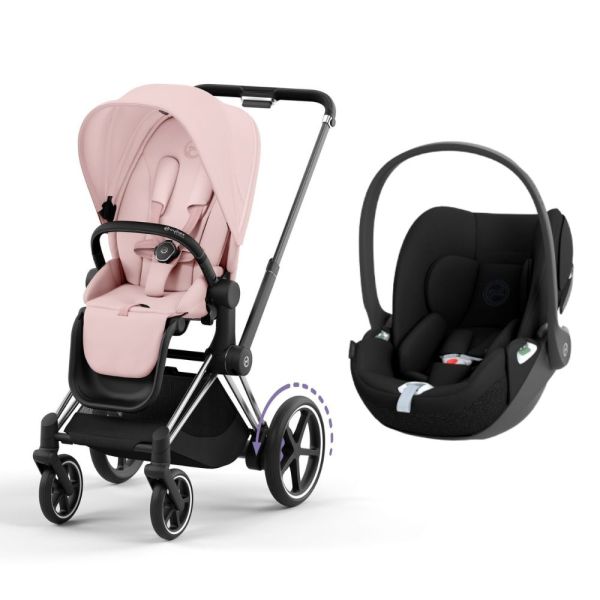 Poussette duo e-Priam 2 Peach Pink châssis Chrome Black + Cloud T i-Size