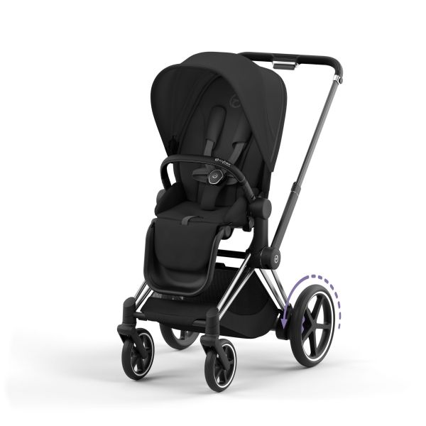 Poussette trio e-Priam 2 Sepia Black châssis Chrome Black + Cloud G i-Size + Nacelle