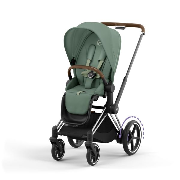 Poussette duo e-Priam 2 Leaf Green châssis Chrome Brown + Cloud G i-Size
