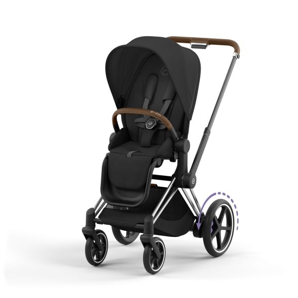 Poussette duo e-Priam 2 Sepia Black châssis Chrome Brown + Cloud G i-Size