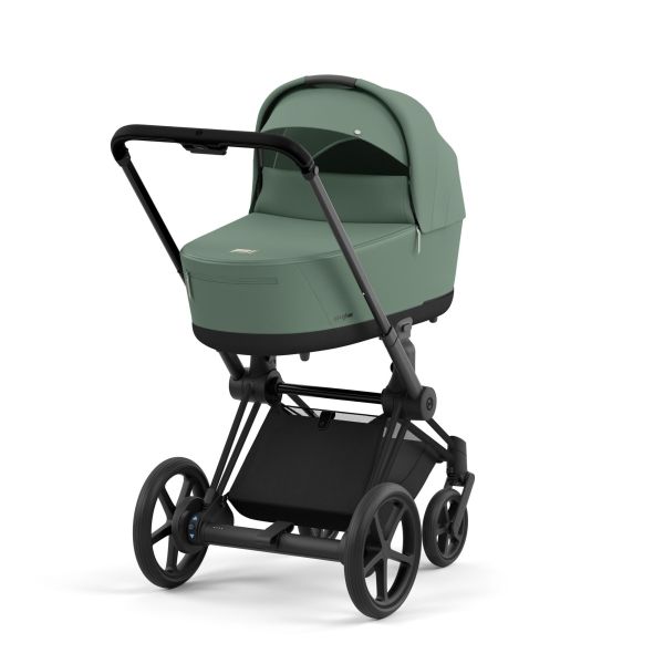 Poussette duo e-Priam 2 Leaf Green châssis Matt Black + Nacelle Luxe