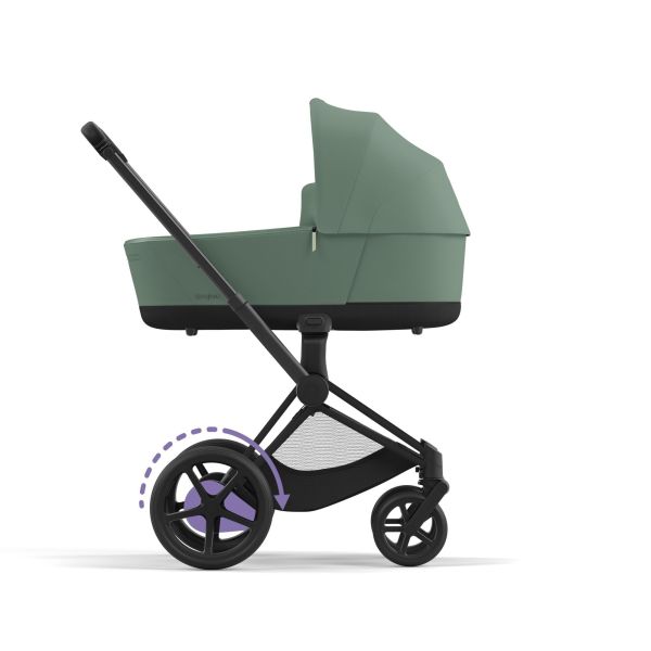 Poussette duo e-Priam 2 Leaf Green châssis Matt Black + Nacelle Luxe