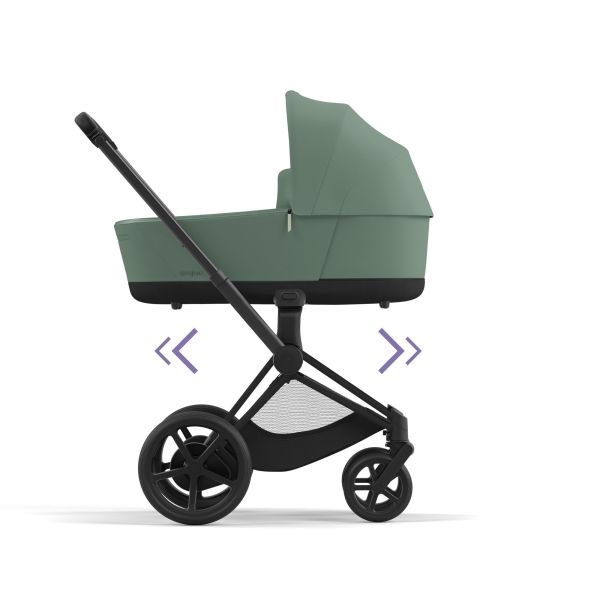 Poussette duo e-Priam 2 Leaf Green châssis Matt Black + Nacelle Luxe