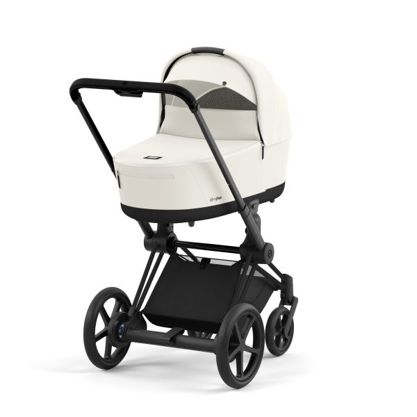 Poussette duo e-Priam 2 Off White châssis Matt Black + Nacelle Luxe