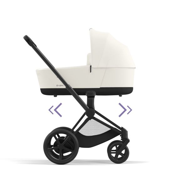 Poussette duo e-Priam 2 Off White châssis Matt Black + Nacelle Luxe