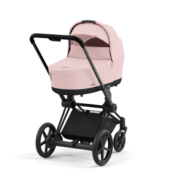 Poussette duo e-Priam 2 Peach Pink châssis Matt Black + Nacelle Luxe