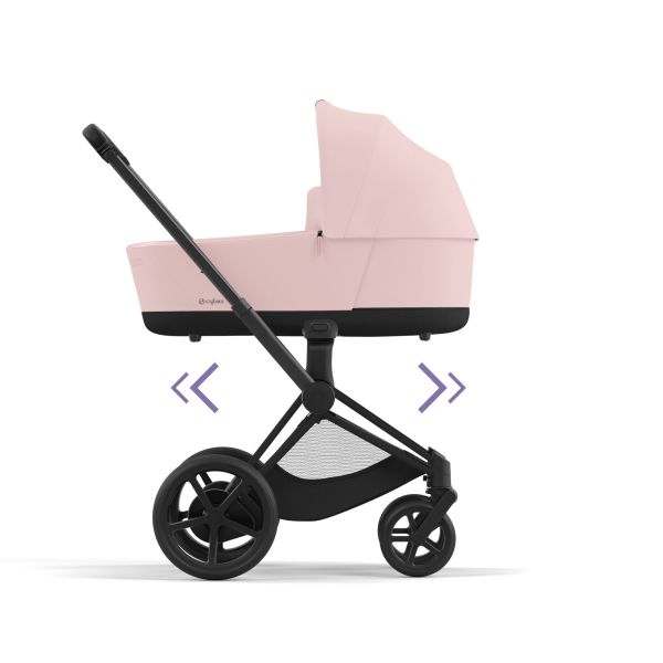 Poussette duo e-Priam 2 Peach Pink châssis Matt Black + Nacelle Luxe