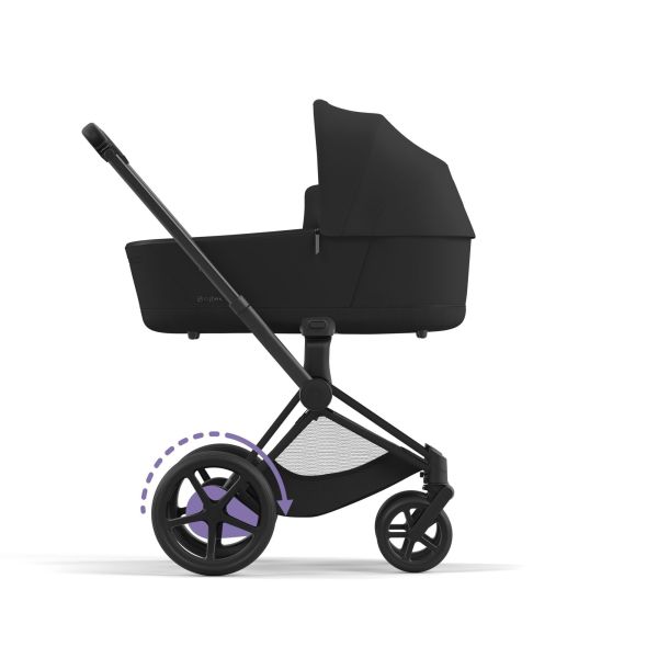 Poussette duo e-Priam 2 Sepia Black châssis Matt Black + Nacelle Luxe