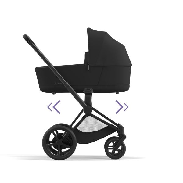 Poussette duo e-Priam 2 Sepia Black châssis Matt Black + Nacelle Luxe
