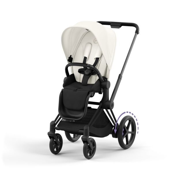 Poussette trio e-Priam 2 Off White châssis Matt Black + Cloud G i-Size + Nacelle