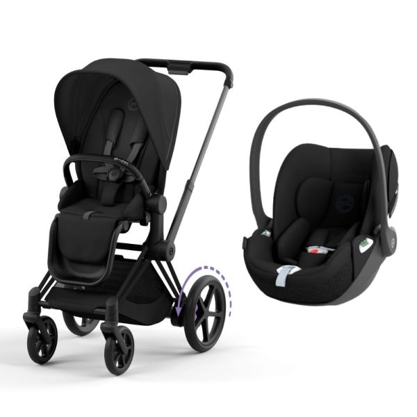 Poussette duo e-Priam 2 Sepia Black châssis Matt Black + Cloud T i-Size