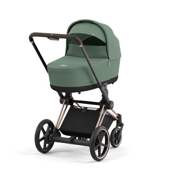 Poussette duo e-Priam 2 Leaf Green châssis Rose Gold + Nacelle Luxe