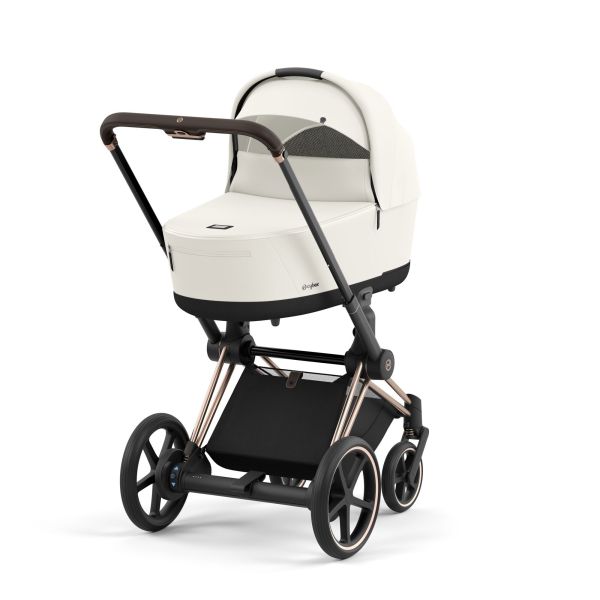 Poussette duo e-Priam 2 Off White châssis Rose Gold + Nacelle Luxe