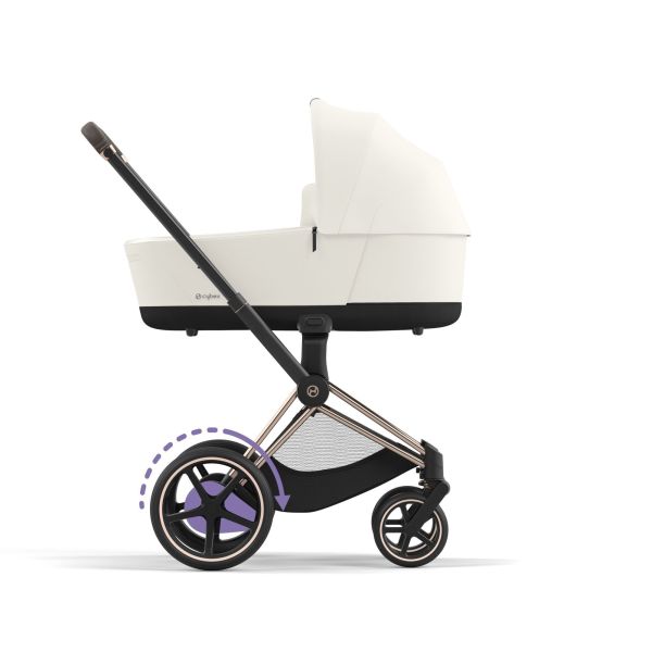Poussette duo e-Priam 2 Off White châssis Rose Gold + Nacelle Luxe