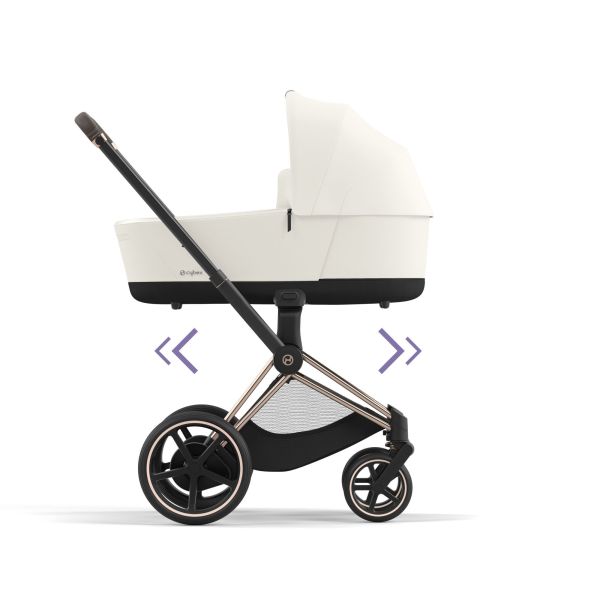 Poussette duo e-Priam 2 Off White châssis Rose Gold + Nacelle Luxe