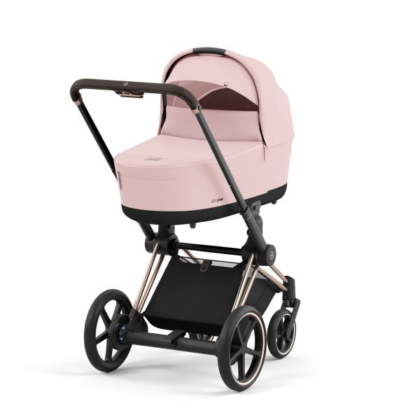 Poussette duo e-Priam 2 Peach Pink châssis Rose Gold + Nacelle Luxe