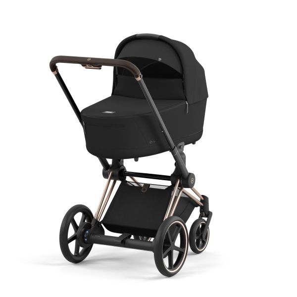 Poussette duo e-Priam 2 Sepia Black châssis Rose Gold + Nacelle Luxe
