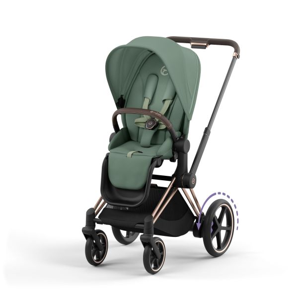 Poussette trio e-Priam 2 Leaf Green châssis Rose Gold + Cloud G i-Size + Nacelle