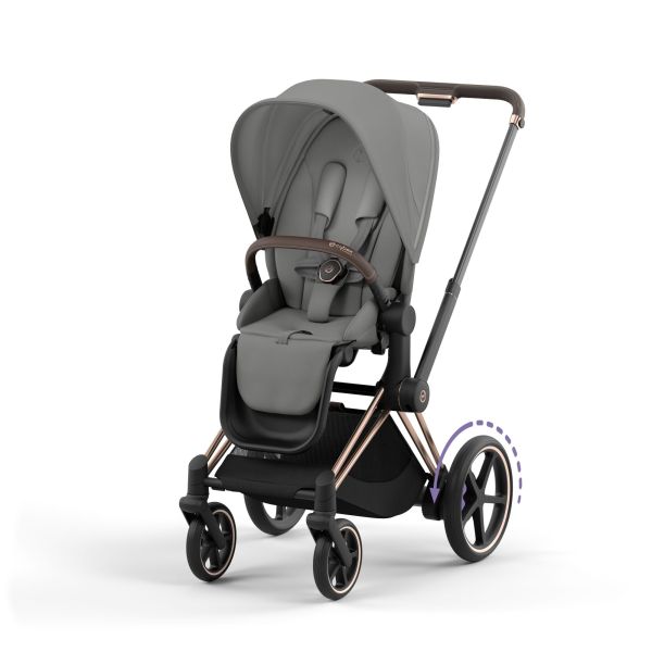 Poussette trio e-Priam 2 Mirage Grey châssis Rose Gold + Cloud G i-Size + Nacelle