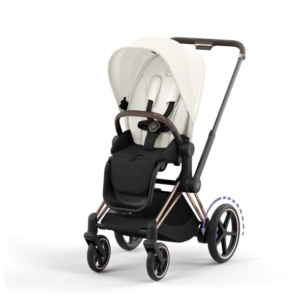 Poussette trio e-Priam 2 Off White châssis Rose Gold + Cloud T i-Size + Nacelle