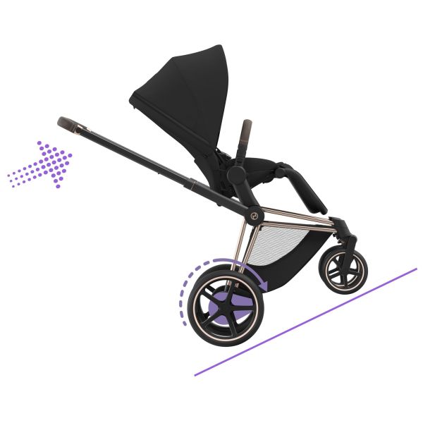 Poussette trio e-Priam 2 Peach Pink châssis Rose Gold + Cloud G i-Size + Nacelle