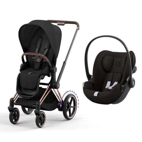 Poussette duo e-Priam 2 Sepia Black châssis Rose Gold + Cloud G i-Size