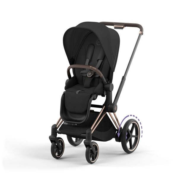 Poussette trio e-Priam 2 Sepia Black châssis Rose Gold + Cloud G i-Size + Nacelle