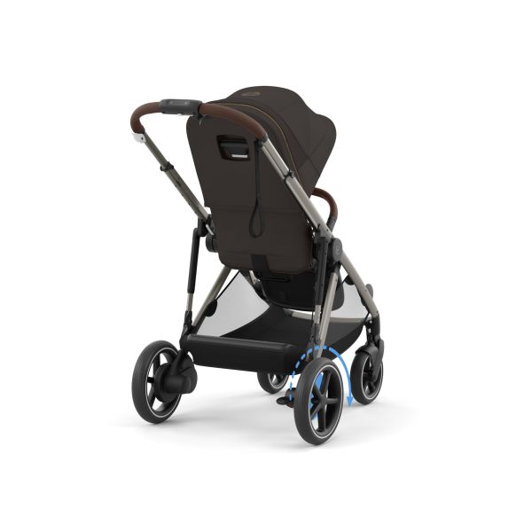 Poussette e-Gazelle S Chocolate Brown châssis taupe