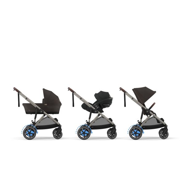 Poussette e-Gazelle S Chocolate Brown châssis taupe