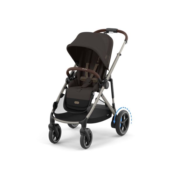 Poussette e-Gazelle S Chocolate Brown châssis taupe