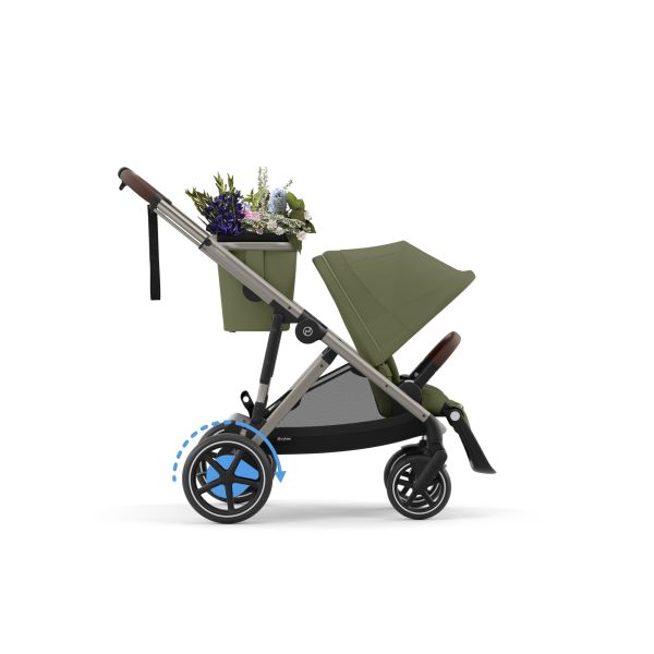 Poussette e-Gazelle S Moss Green châssis taupe