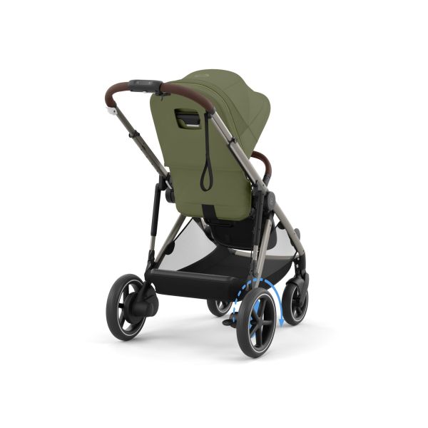 Poussette e-Gazelle S Moss Green châssis taupe