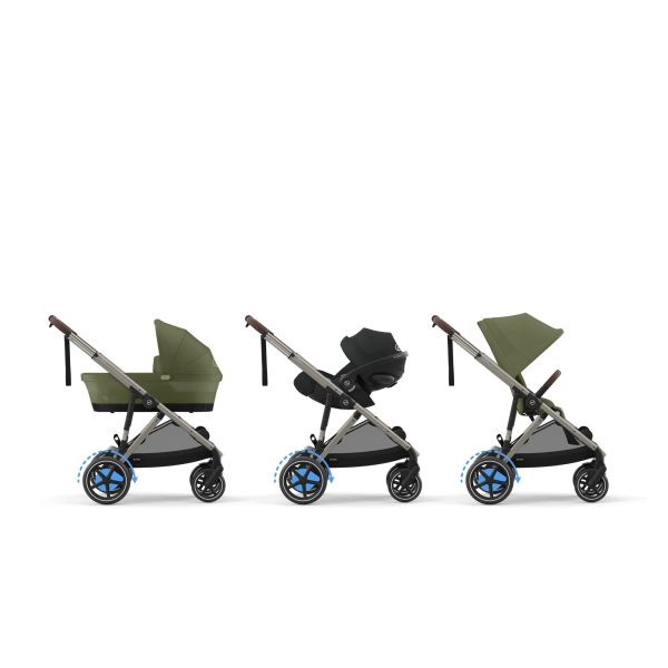 Poussette e-Gazelle S Moss Green châssis taupe