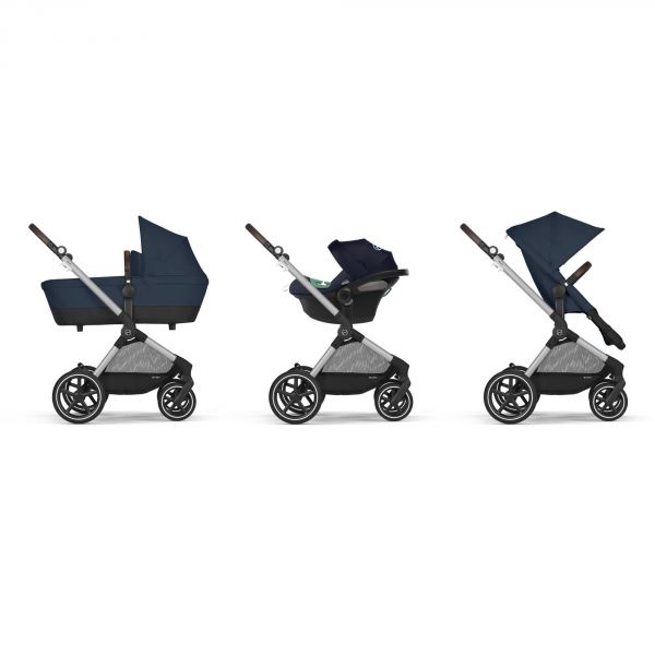 Poussette Eos Lux 2-en-1 Ocean Blue châssis Silver