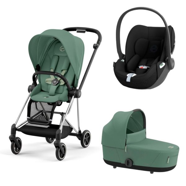 Poussette trio Mios 3 Leaf Green châssis Chrome Black + Cloud T i-Size + Nacelle Luxe