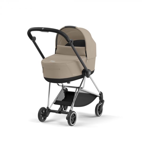 Poussette duo Mios 3 Cozy Beige châssis Chrome Black + Nacelle Luxe